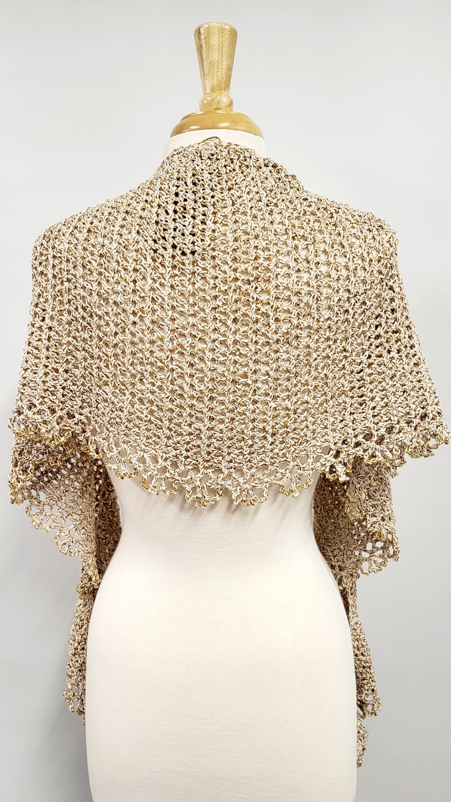 MPA - Florescence crochet shawl, beige and gold