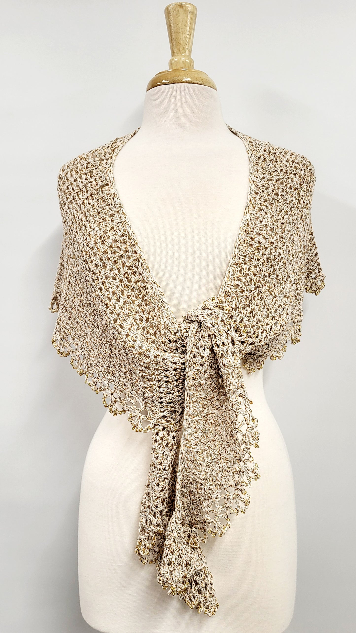 MPA - Florescence crochet shawl, beige and gold