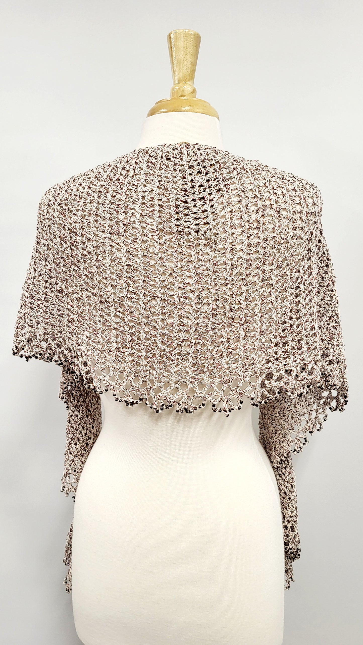 MPA - Florescence crochet shawl, beige and burgundy