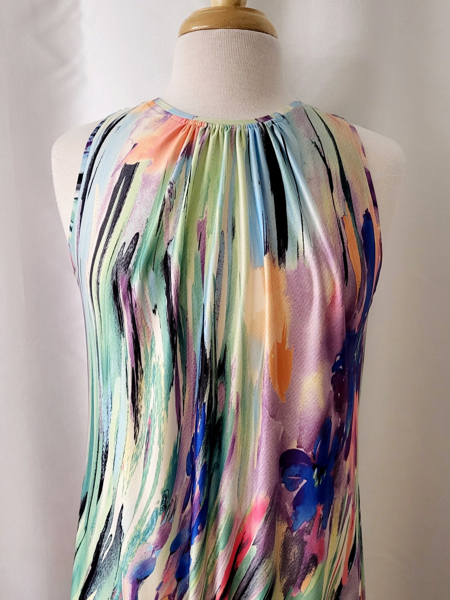 Long "Lucie" dress with Caribbean print.