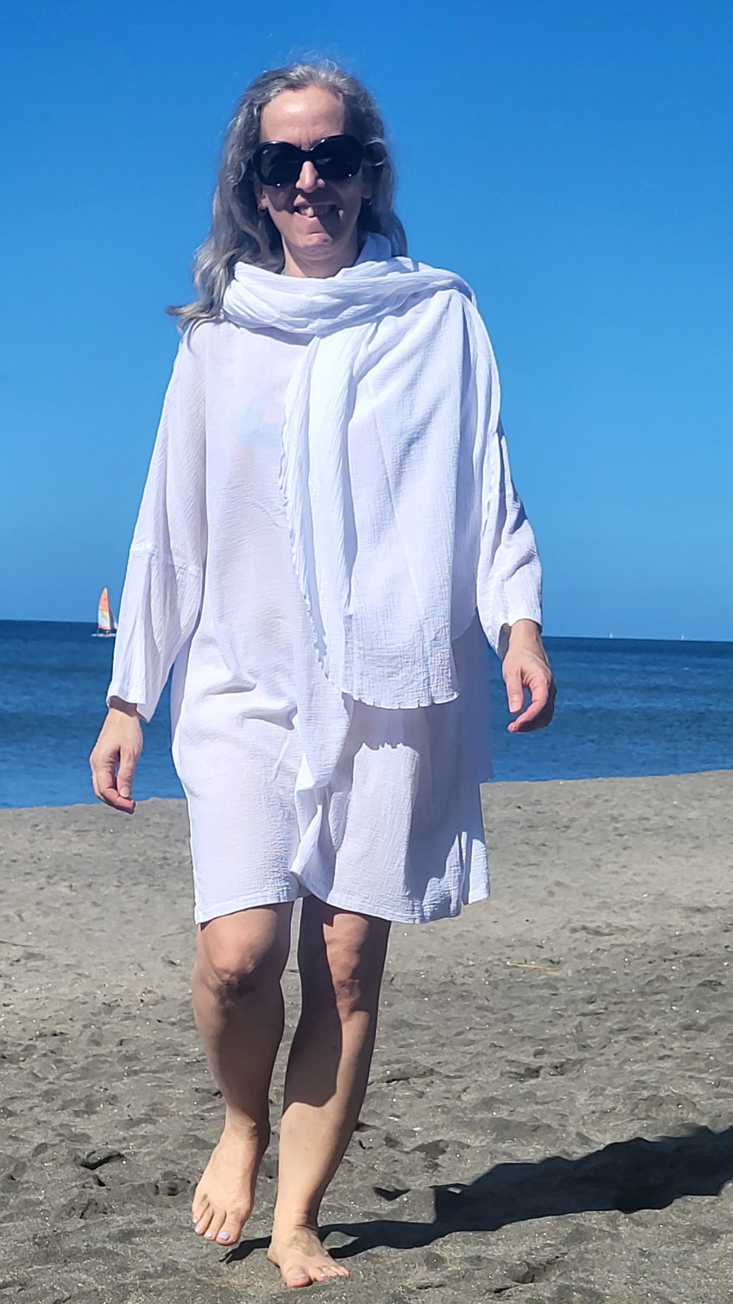 "Nadine" tunic in waffle cotton, one size