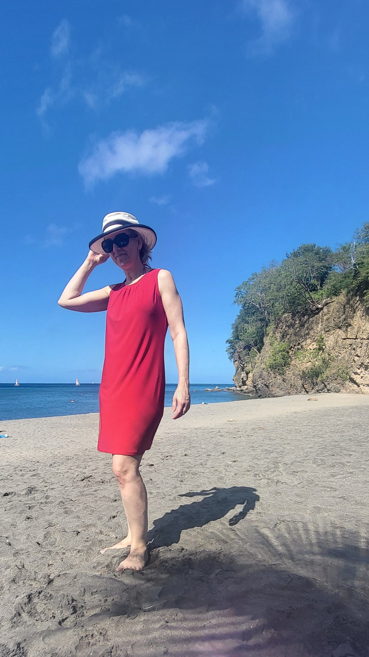 Red "Lucie" dress.