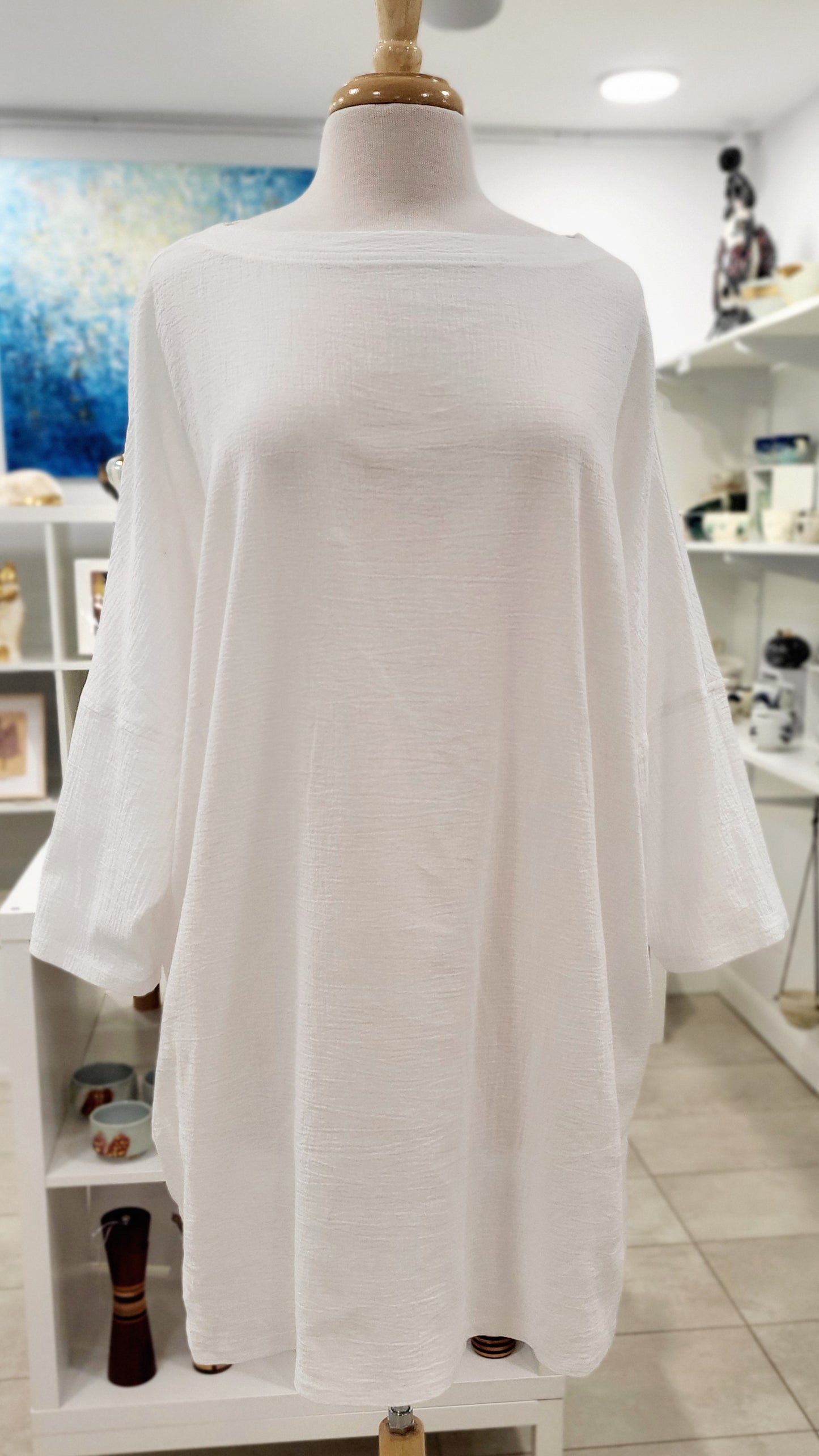 "Nadine" tunic in waffle cotton, one size