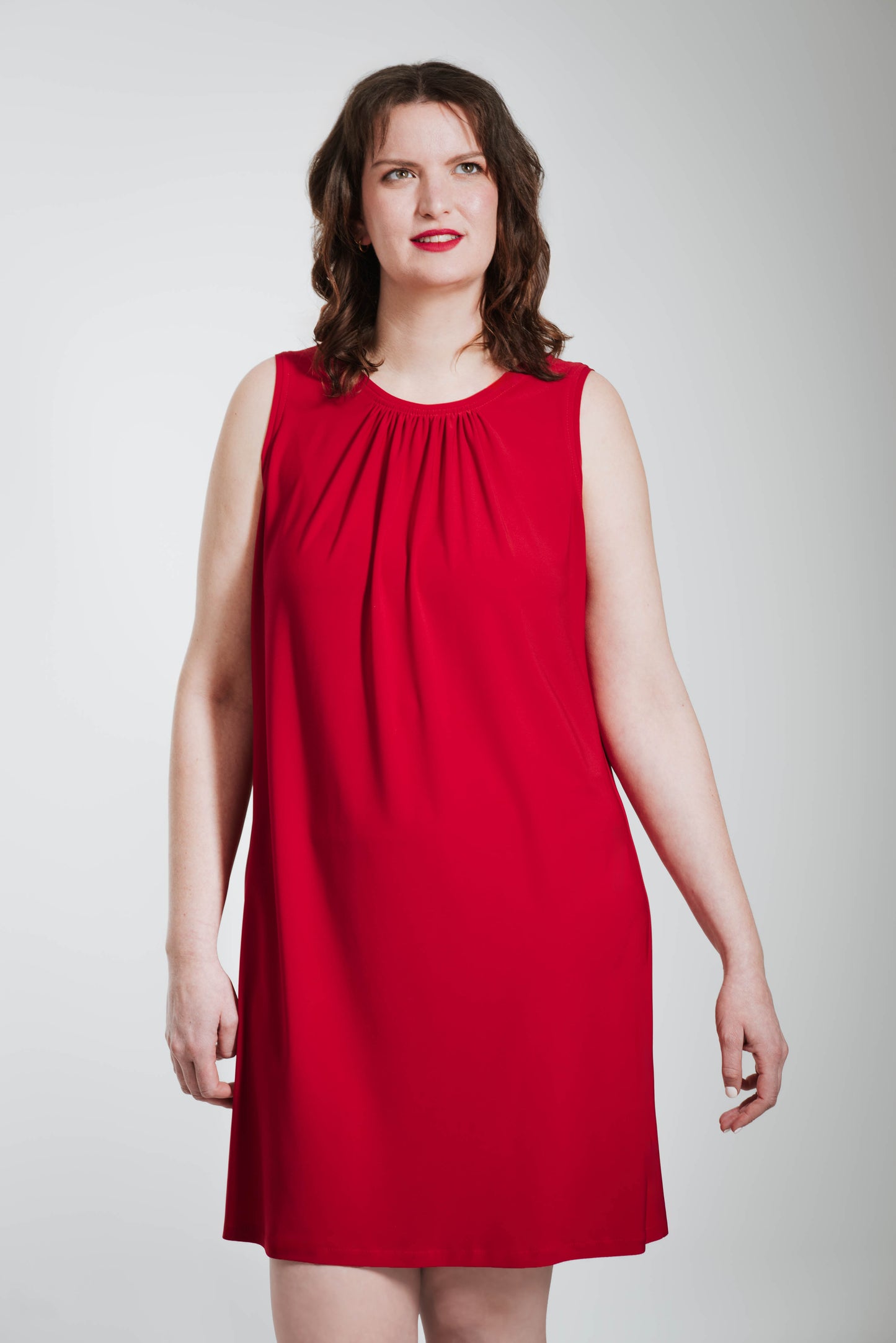 Red "Lucie" dress.