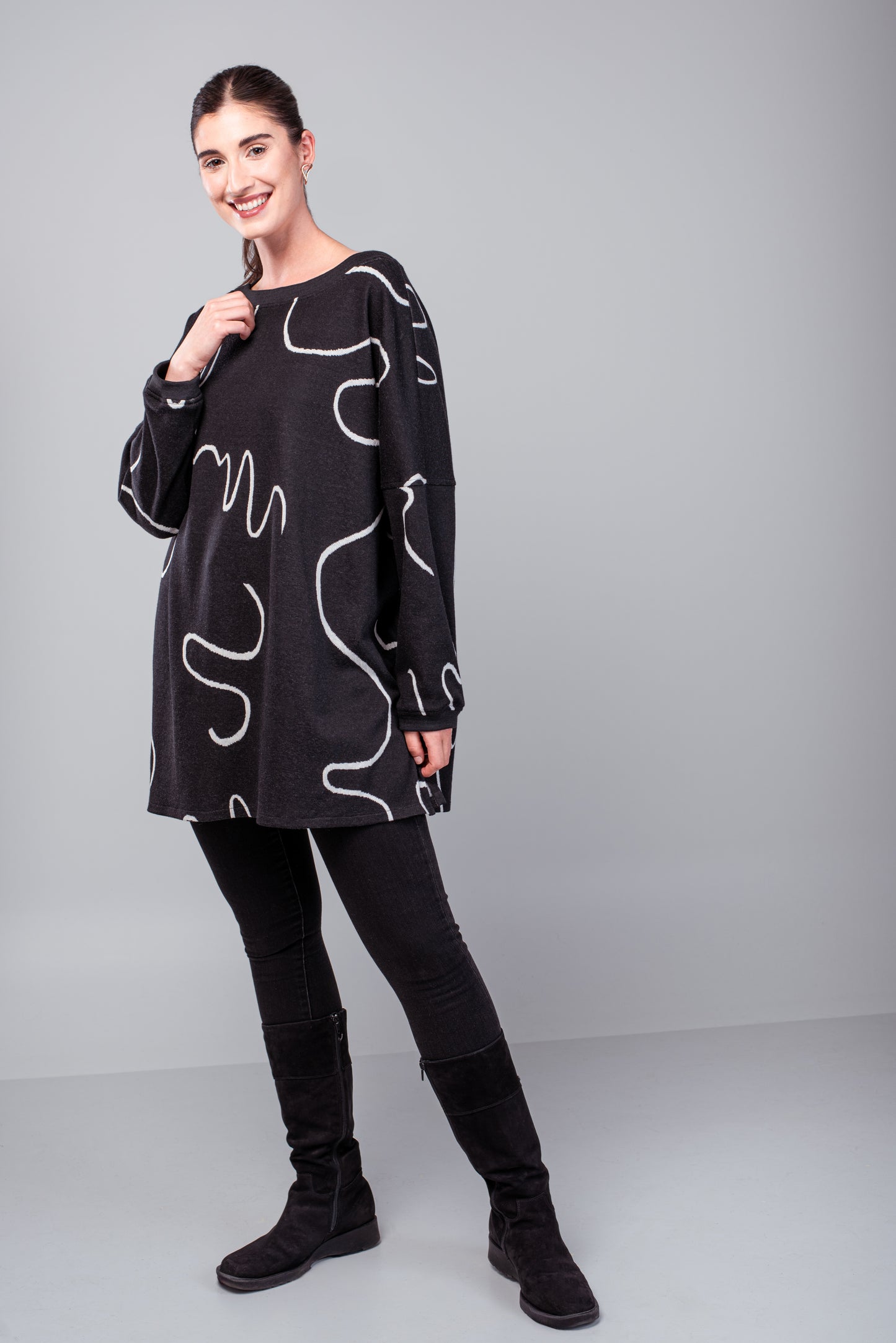 Robe/tunique "Nadine" en taille unique, motif abstrait