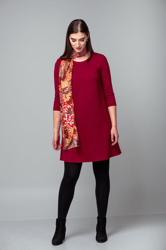 Foulard long imprimé oriental en tons chauds