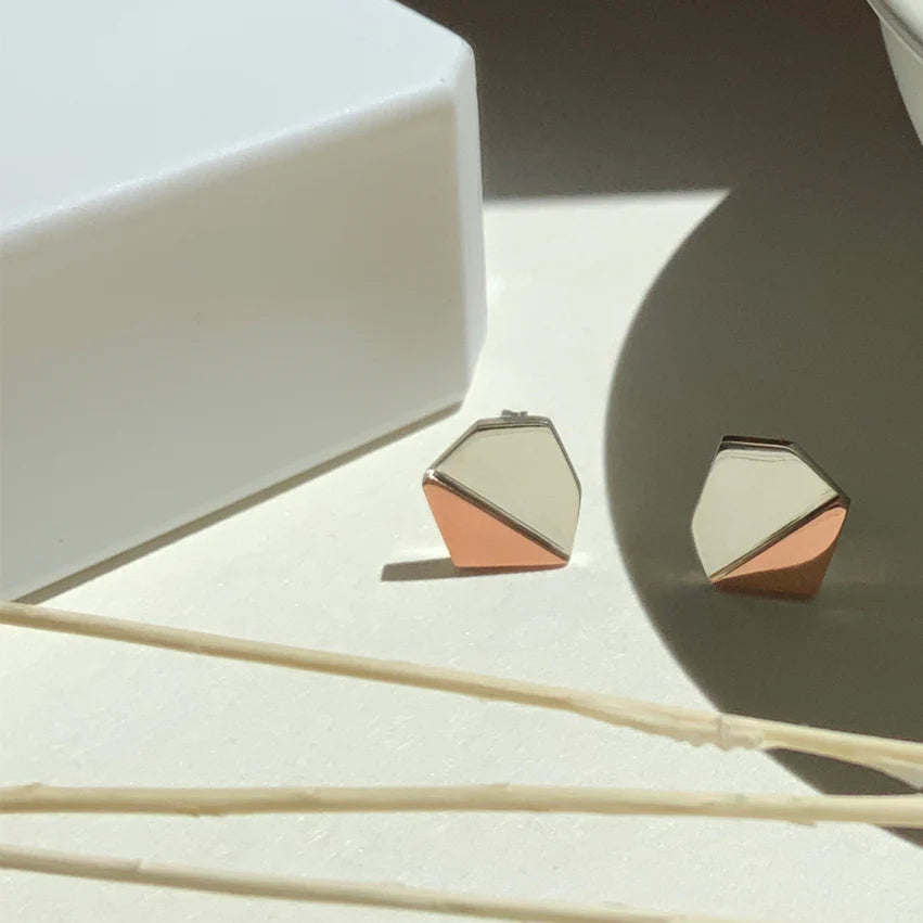 MON - Boucles d'oreilles argent et cuivre ASY01