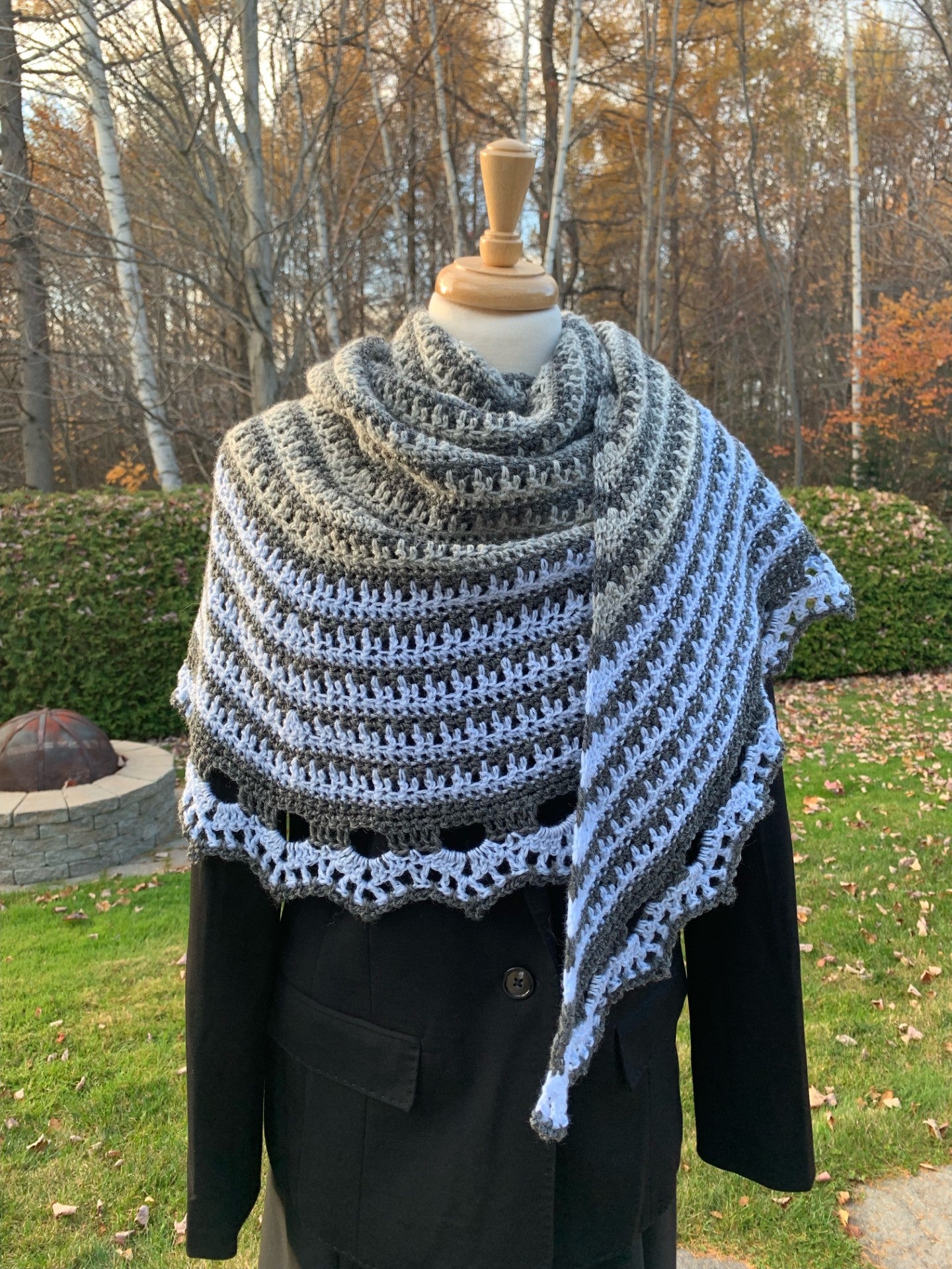 MPA - Blue and gray shawl in Italian wool