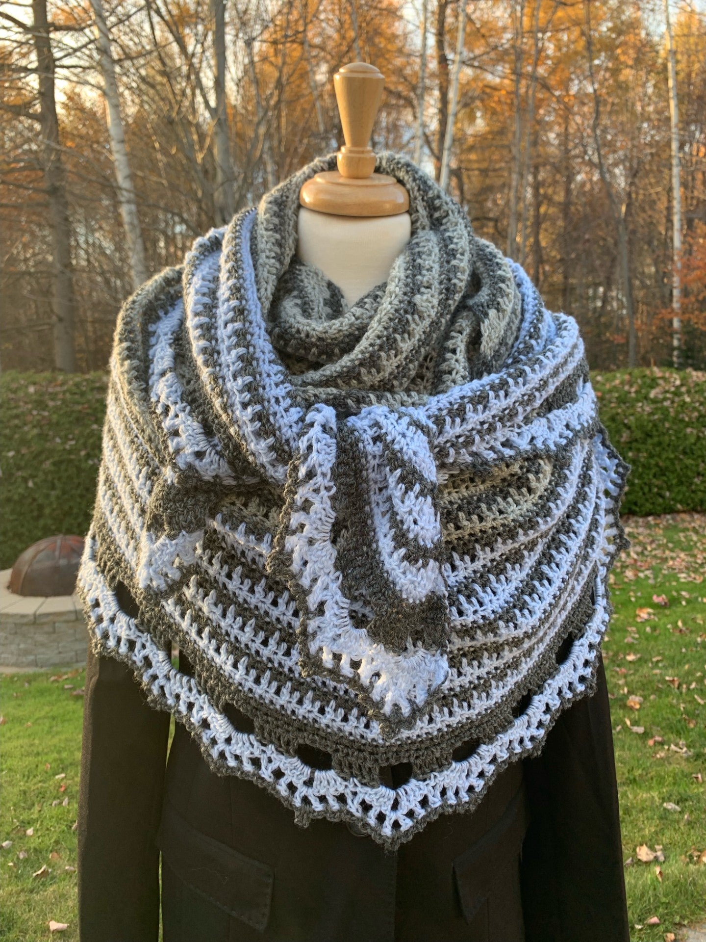 MPA - Blue and gray shawl in Italian wool