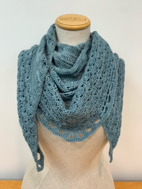MPA - Blue alpaca crochet shawl