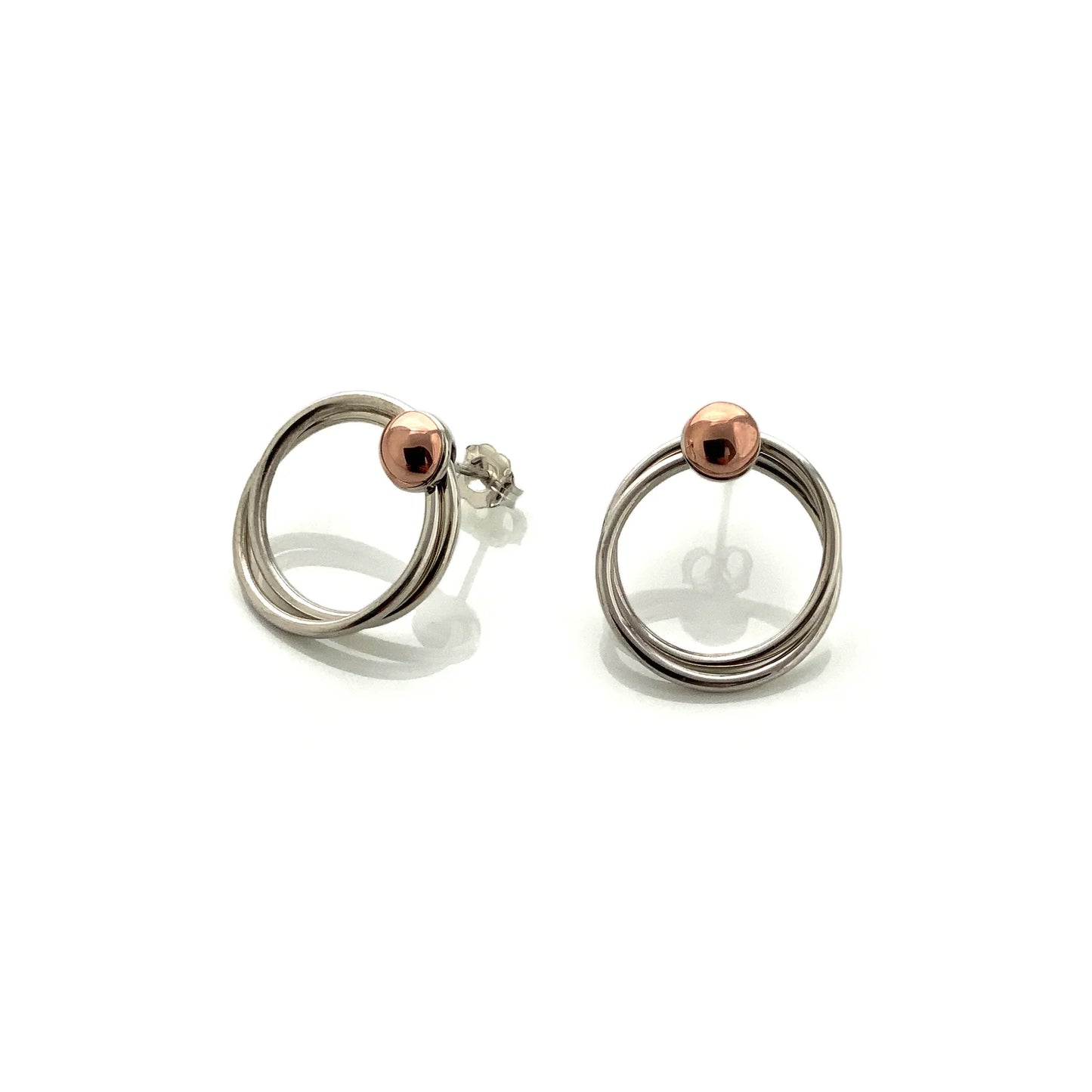 MON - Boucles d'oreilles argent et cuivre Dots03