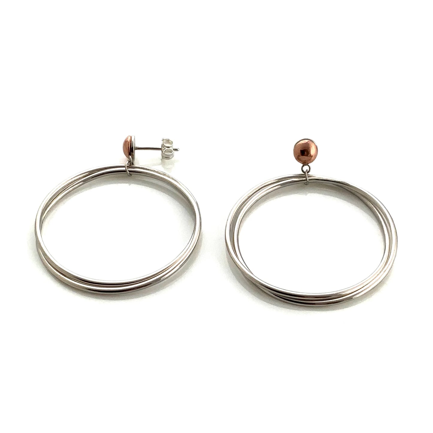MON - Boucles d'oreilles argent et cuivre Dots04
