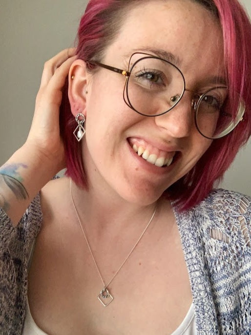 SEY - Boucles d'oreilles beigne et losange avec perle
