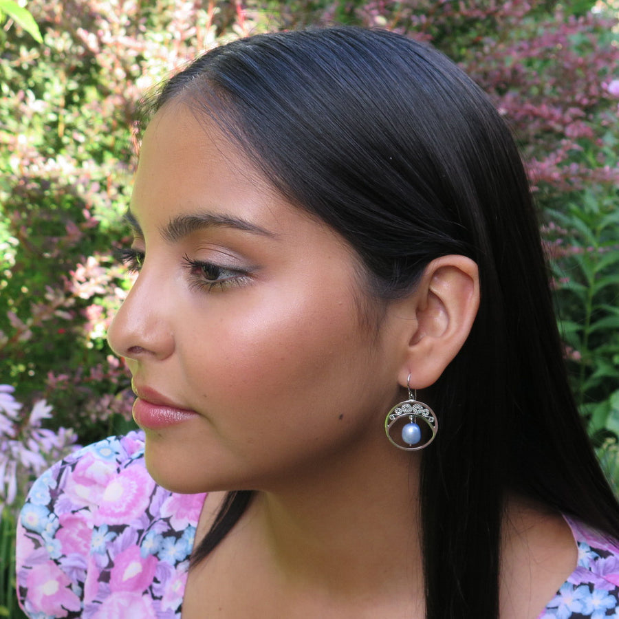 Boucles d'oreilles Cristina bleu - Rose Perle