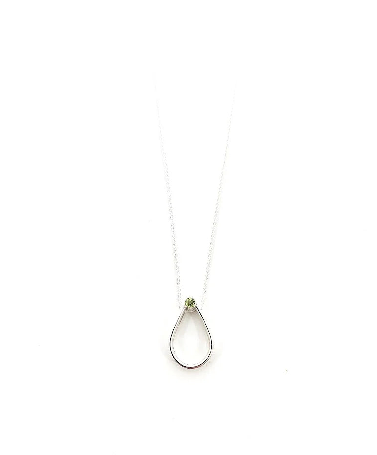 Sey Gou-02 double silver and peridot drop pendant