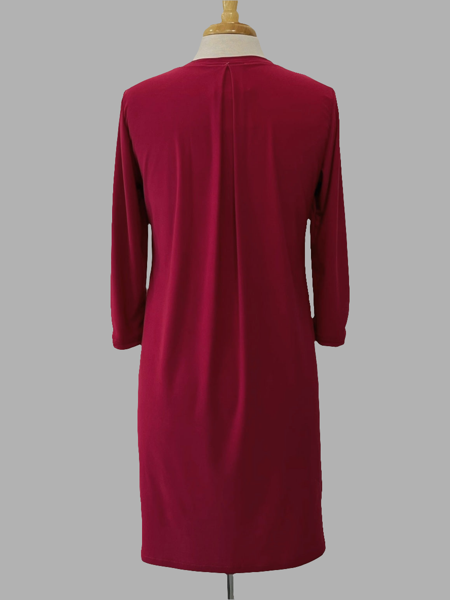 Robe ''Lucie'' couleurs vives - manches trois-quarts et plis creux