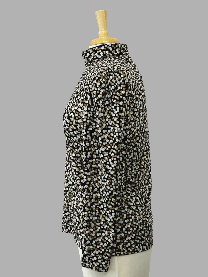 Haut "Lucie" à pois beige, blanc et noir