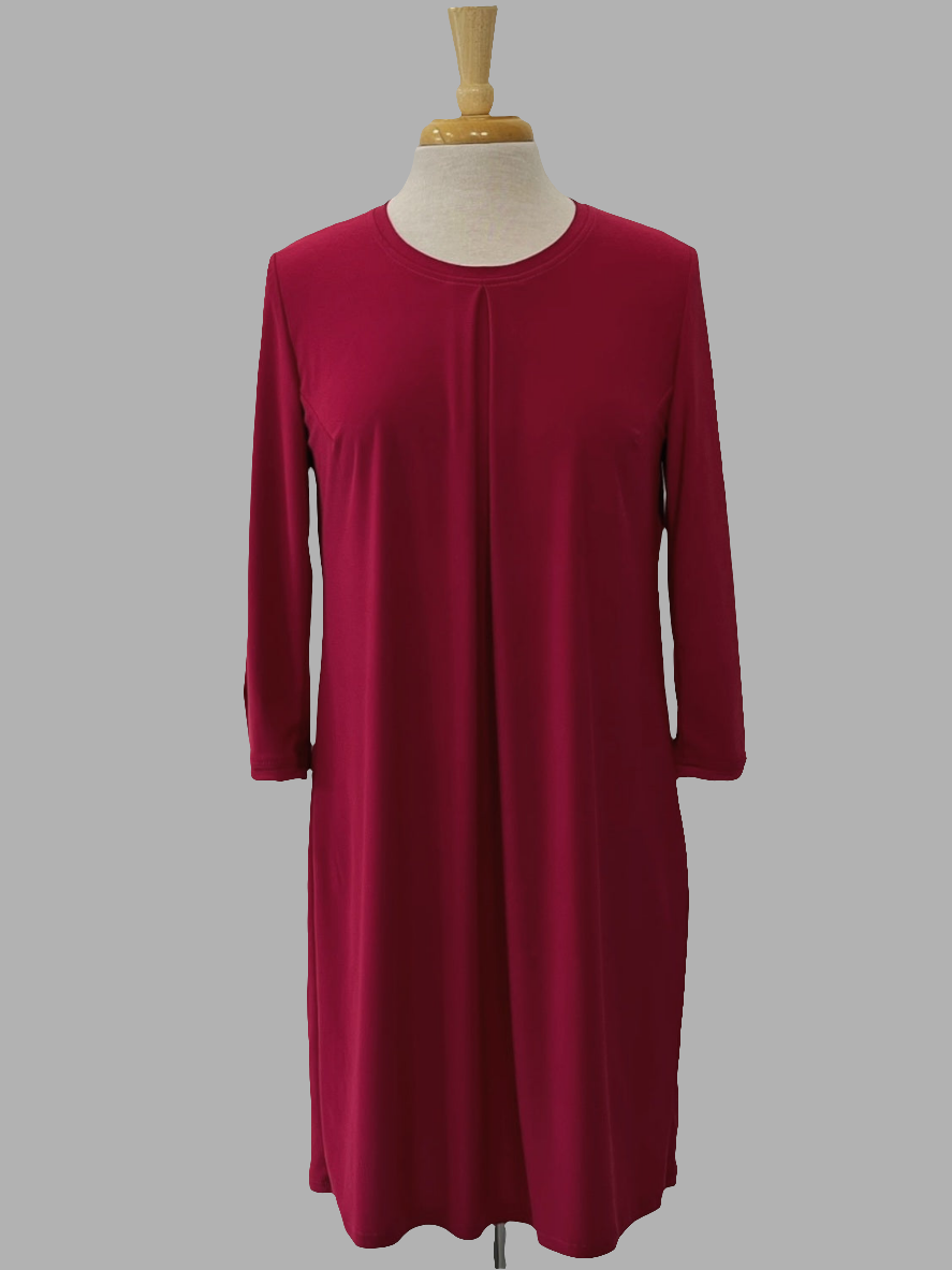Robe ''Lucie'' couleurs vives - manches trois-quarts et plis creux