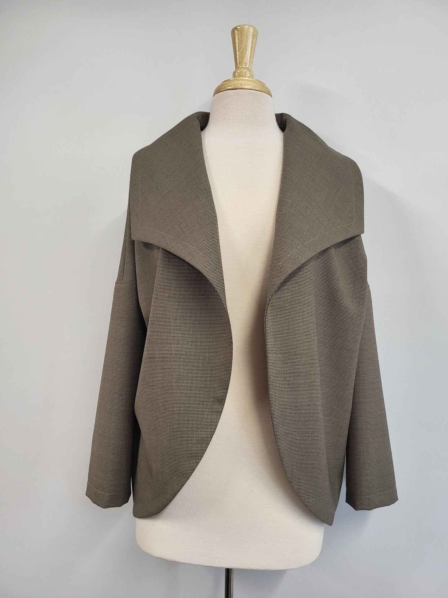 ''Lola'' veste ample en pure laine fine, pied - de - poule taupe. - Christine Mercier atelier - boutique - Christine Mercier