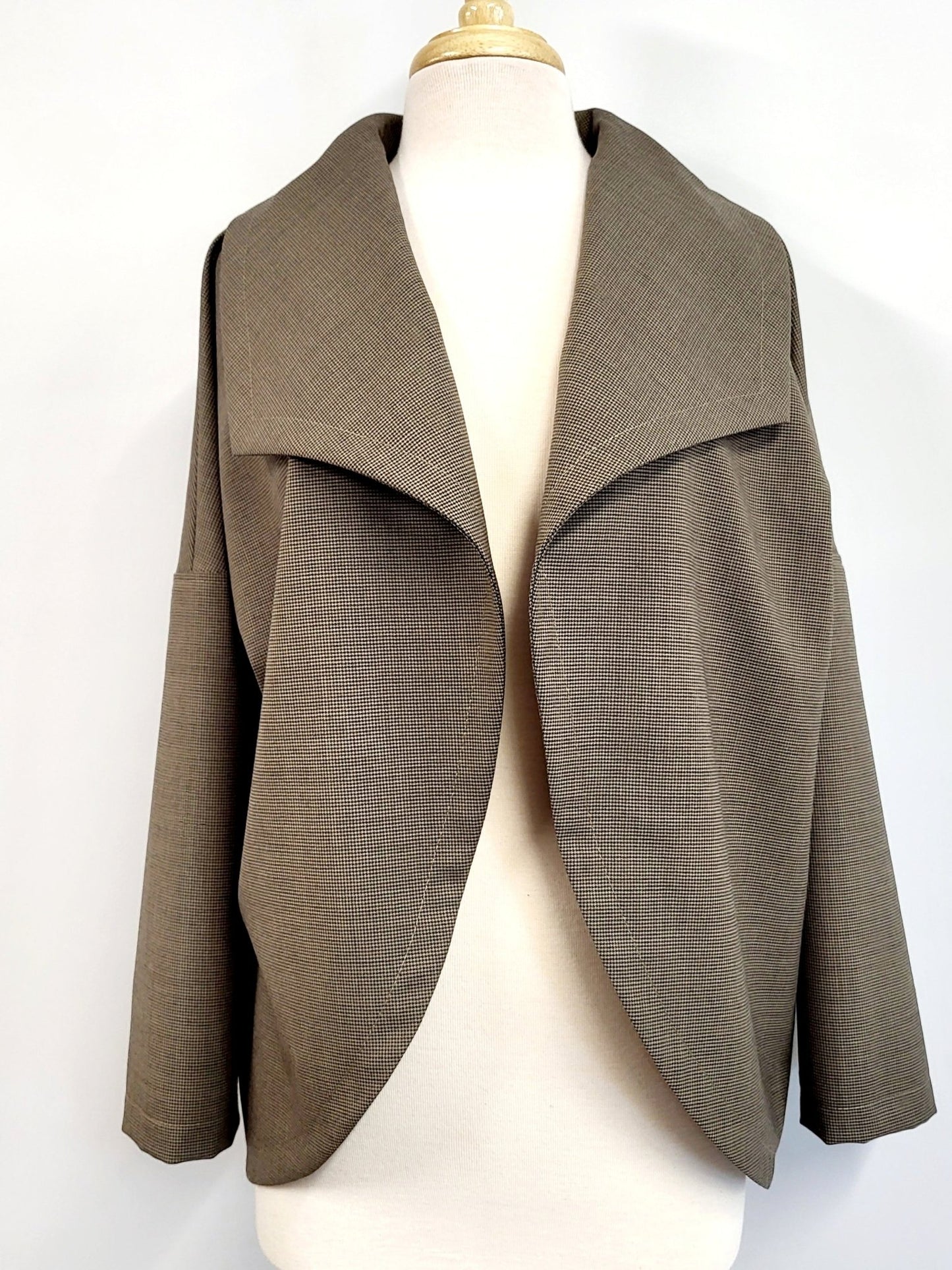 ''Lola'' veste ample en pure laine fine, pied - de - poule taupe. - Christine Mercier atelier - boutique - Christine Mercier
