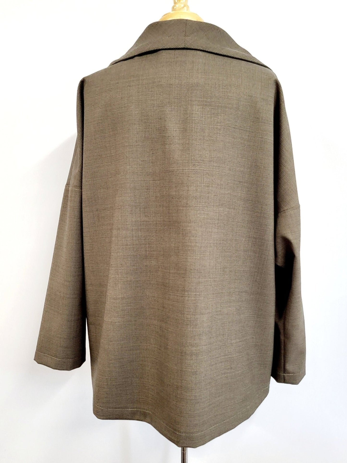 ''Lola'' veste ample en pure laine fine, pied - de - poule taupe. - Christine Mercier atelier - boutique - Christine Mercier