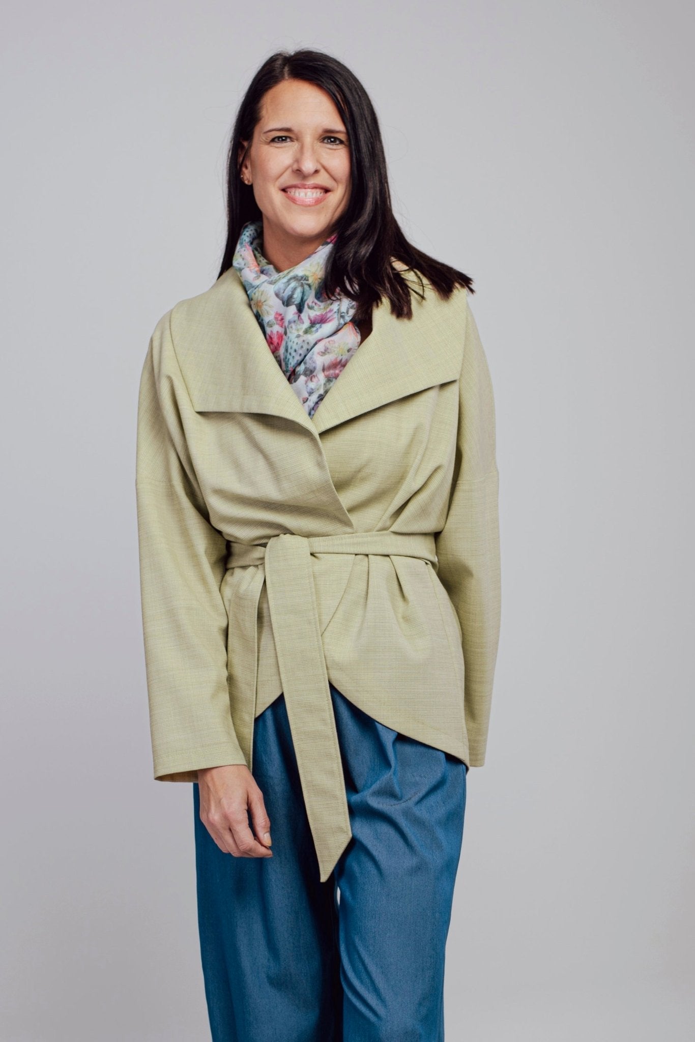 ''Lola'' veste ample en pure laine ultra fine, vert sauge - Christine Mercier atelier - boutique - Christine Mercier