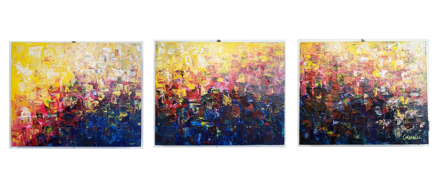 "Renouveau" triptyque 8 x 30 à l'acrylique - Christine Mercier atelier - boutique - Christine Mercier art
