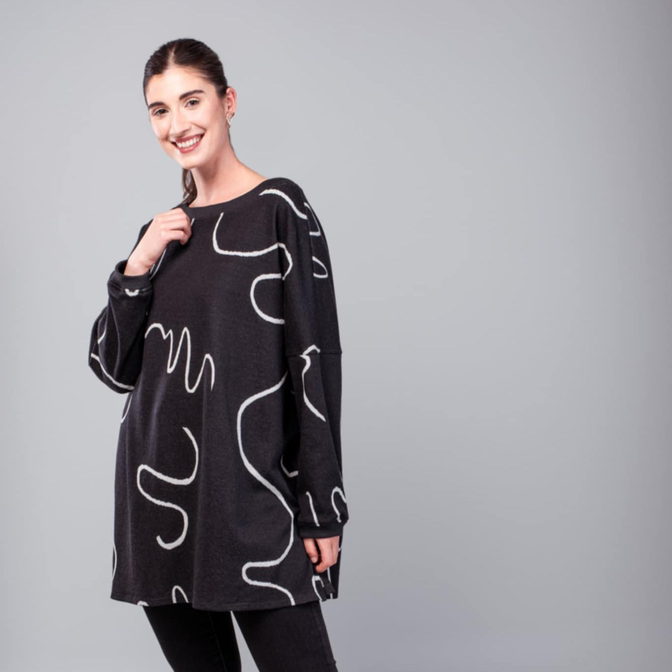 Robe/tunique "Nadine" en taille unique, motif abstrait