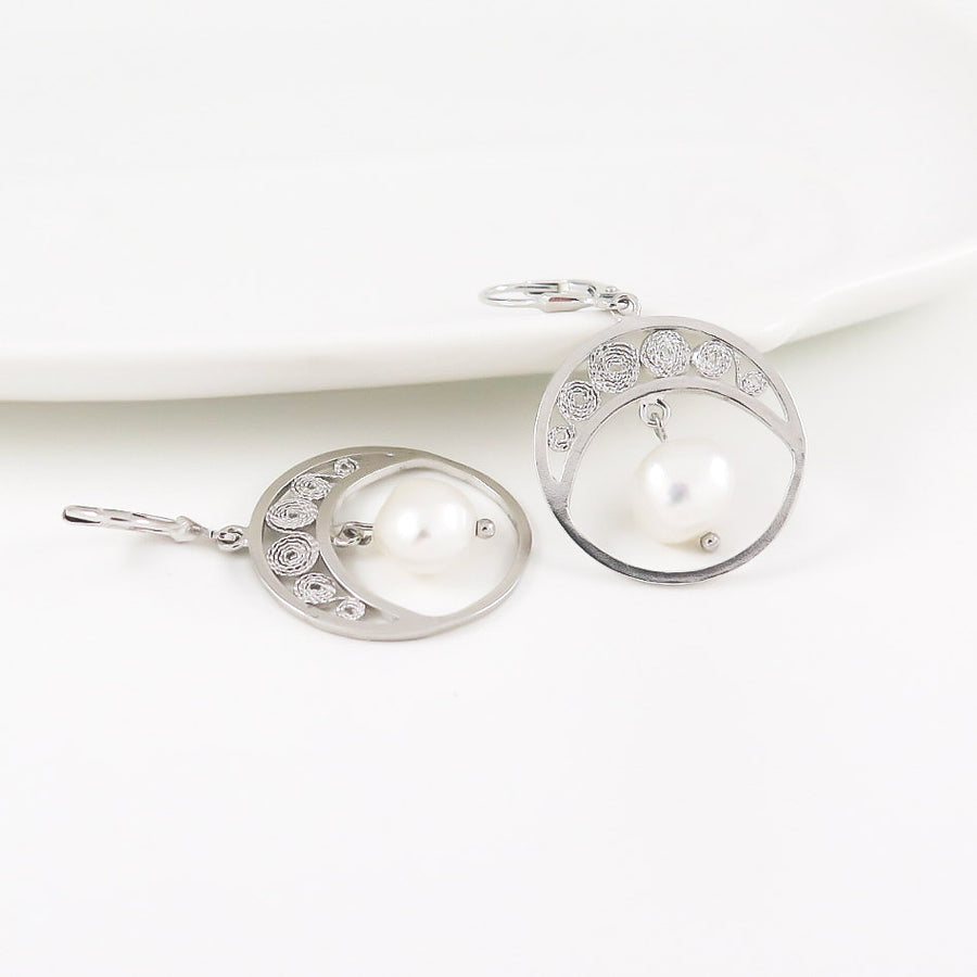 Boucles d'oreilles Cristina blanche - Rose Perle