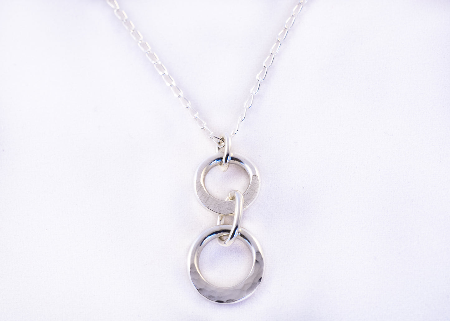 0717 silver necklace, 2-ring pendant