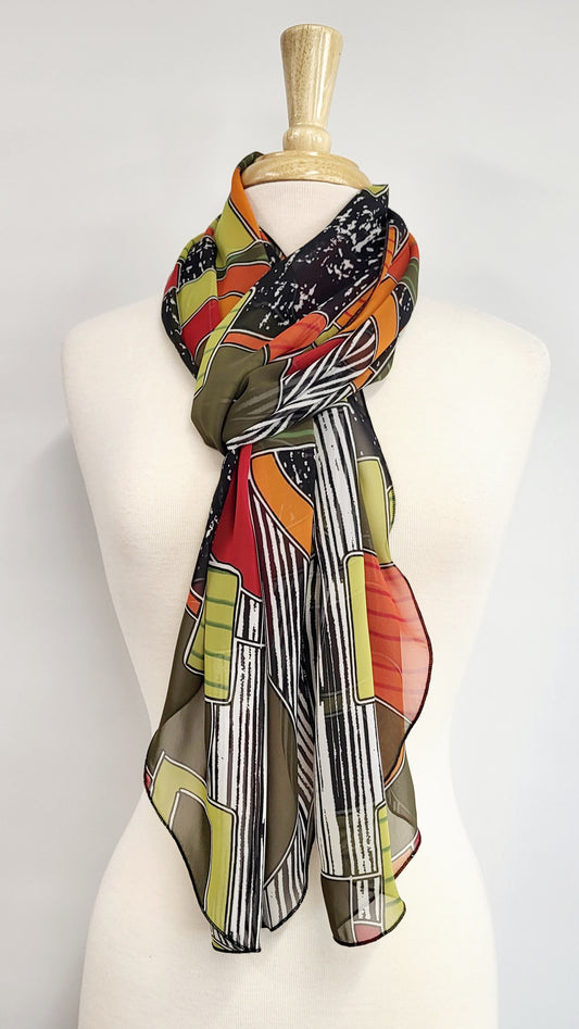Foulard long imprimé "boho"