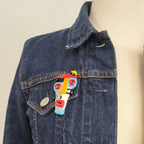 LAP - Broche en verre fusionné d'inspiration cubiste. - Christine Mercier atelier-boutique