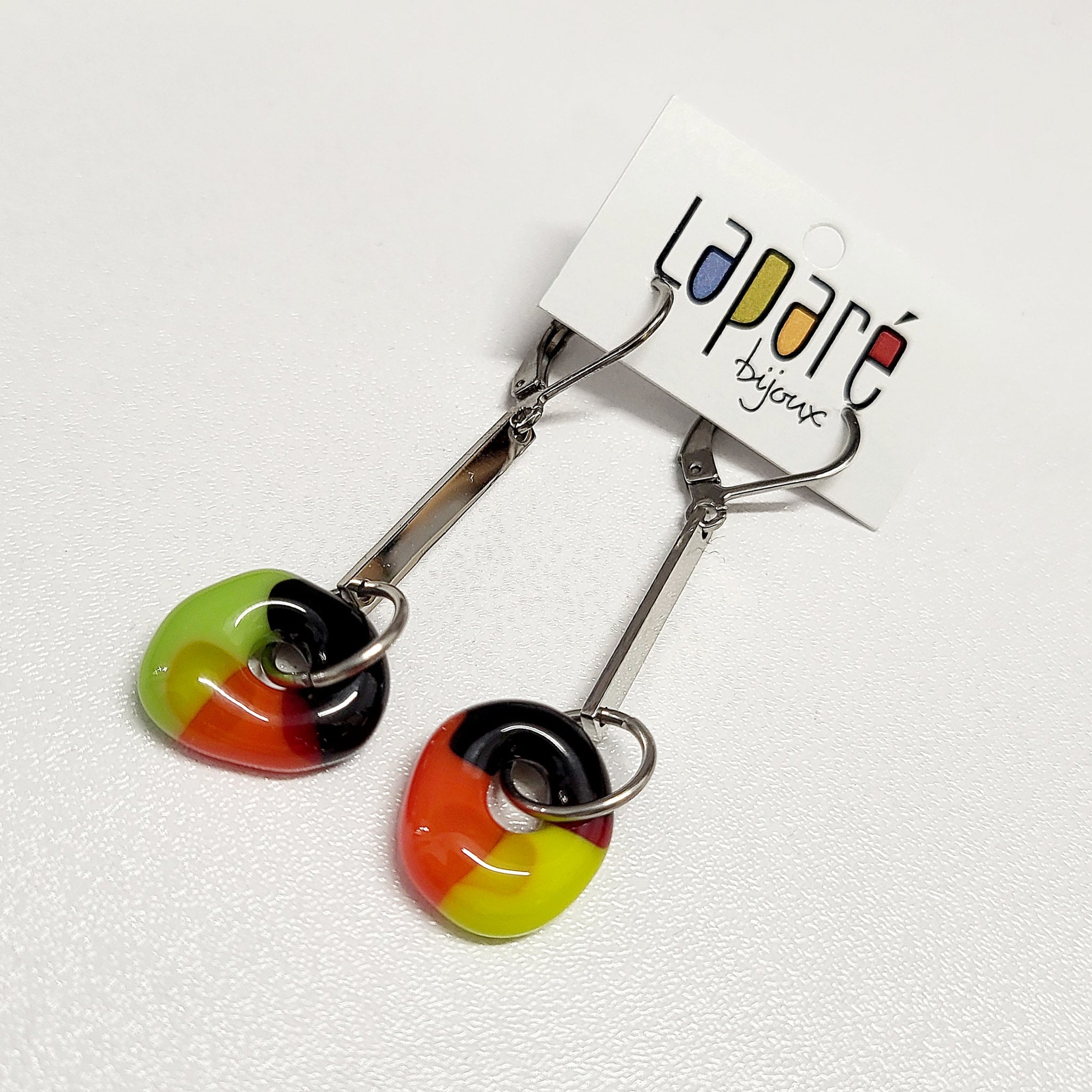 LAP - Boucles d'oreilles en verre fusionné, Laparé bijoux.