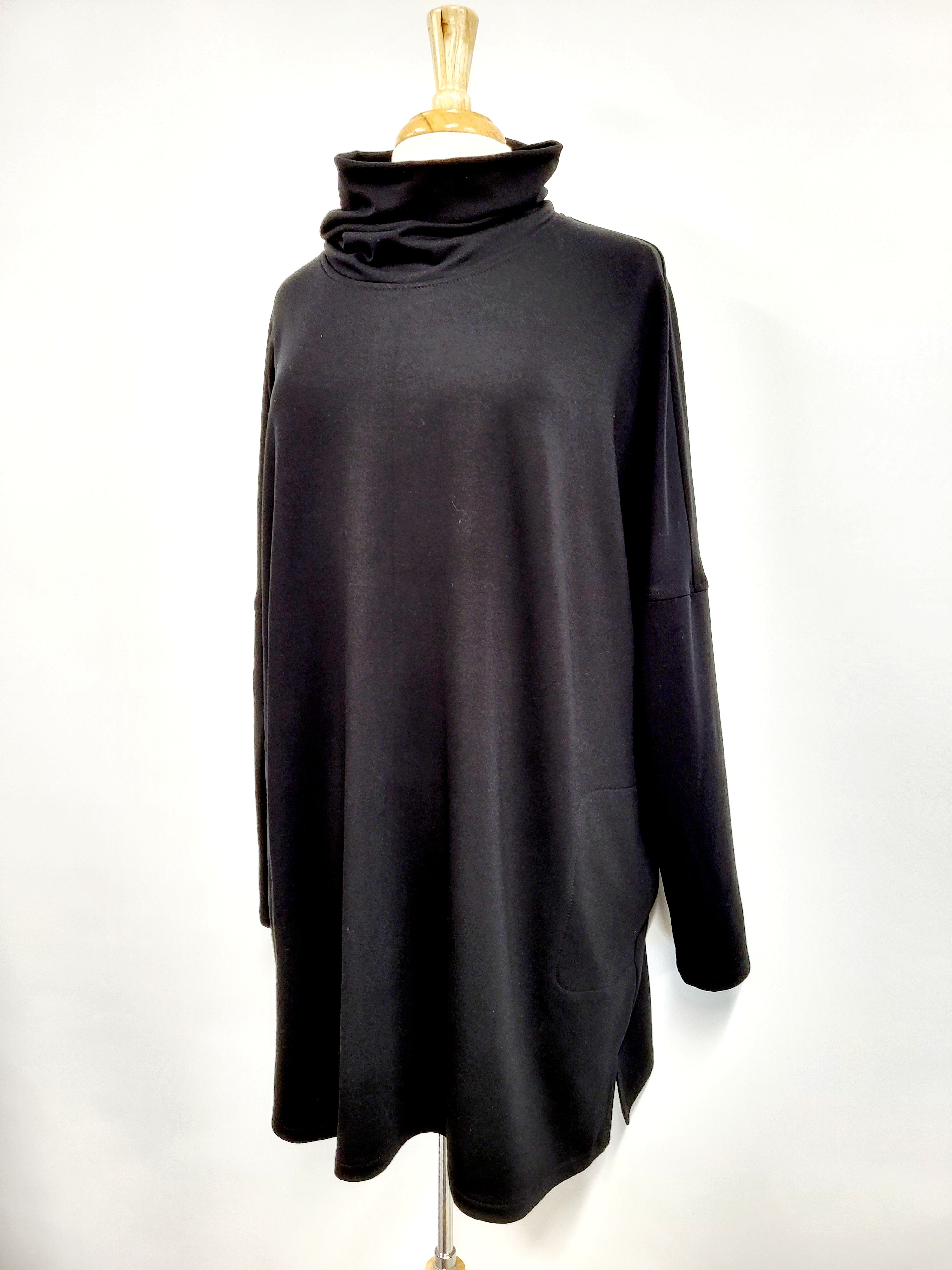 Robe/tunique Nadine à col souple, NOIR