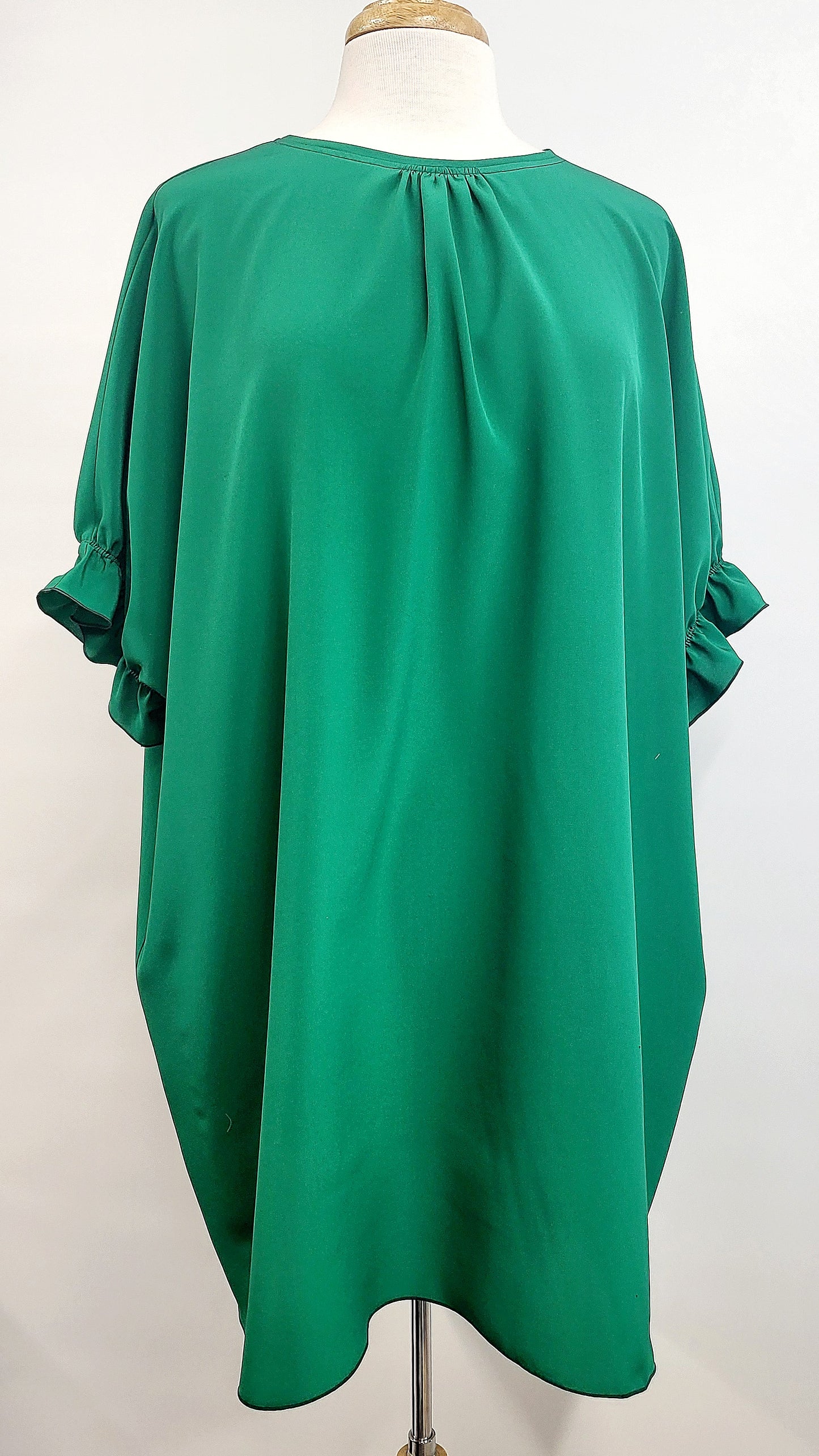 "Hélène" tunic in pure emerald green silk, one size