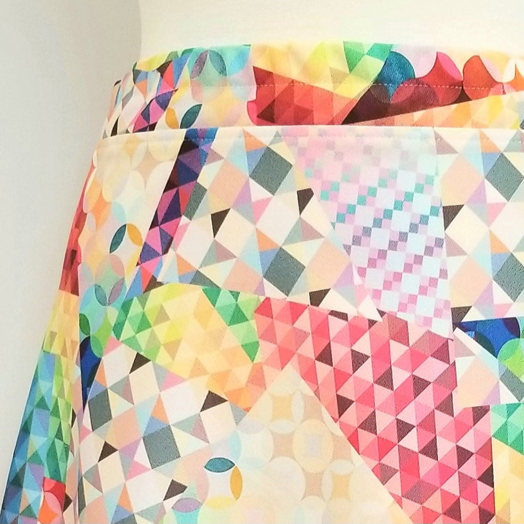 Jupe "Ligne A" imprimée kaléidoscope. - Christine Mercier atelier-boutique