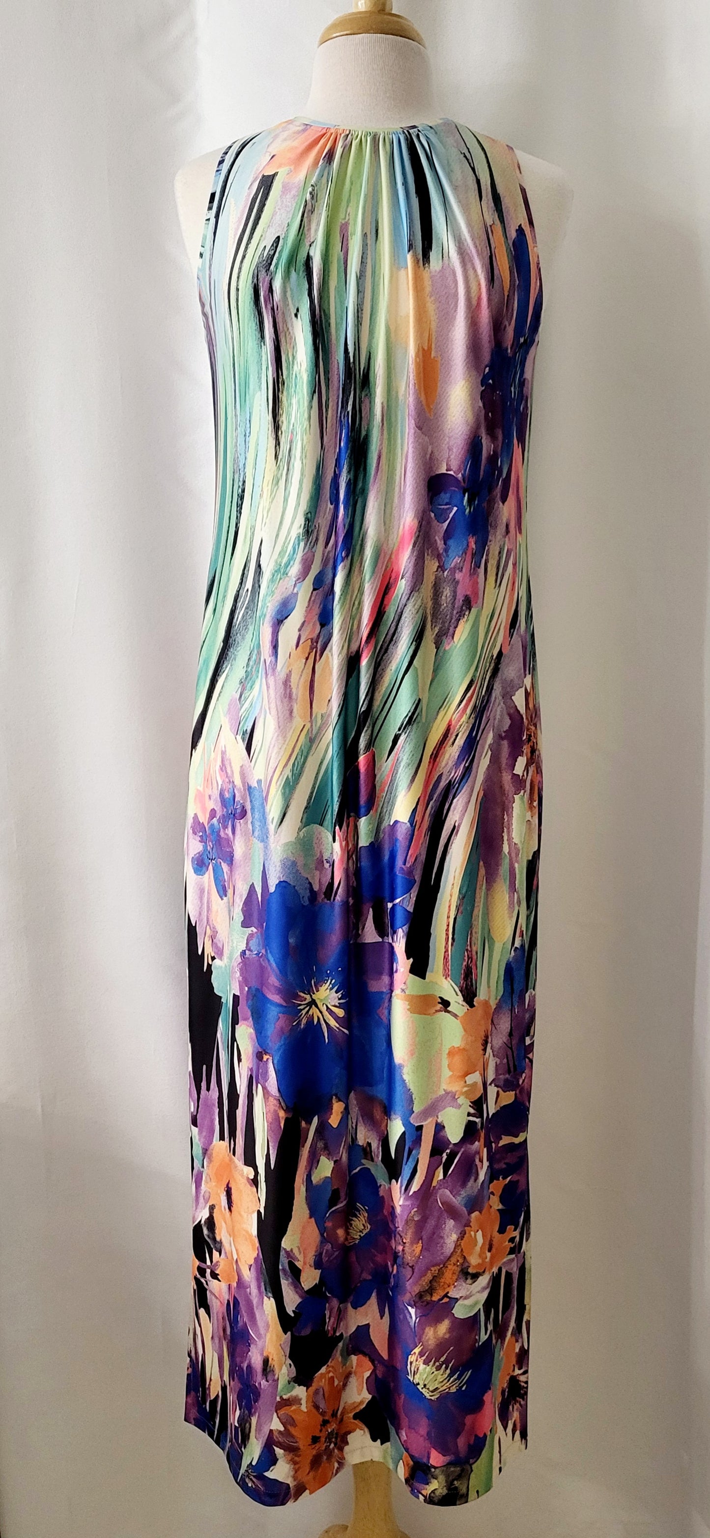 Long "Lucie" dress with Caribbean print.