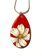 CHA - Pendentif en émail sur cuivre - Collection Flora 2 rouge