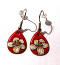CHA - Boucles d’oreilles en émail sur cuivre - Collection Flora 2 rouge
