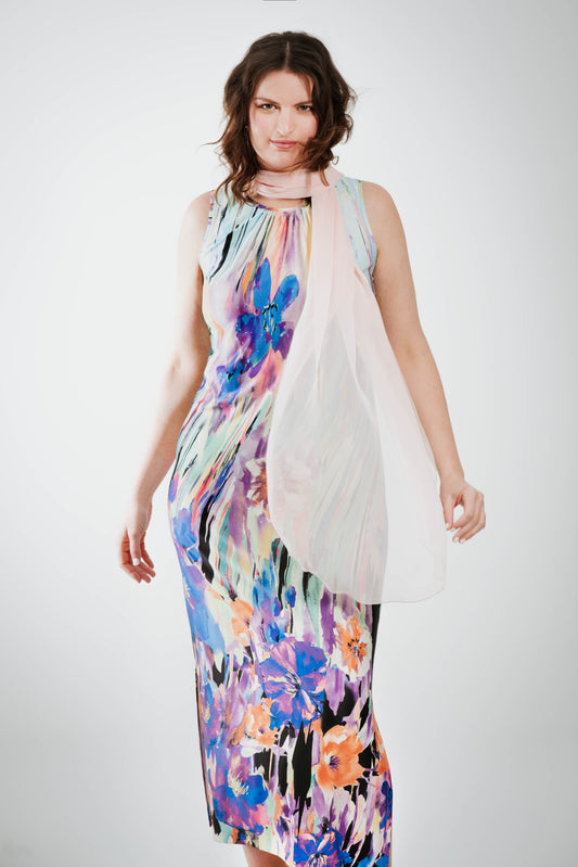 Robe ''Lucie'' longue imprimée Caraïbes.