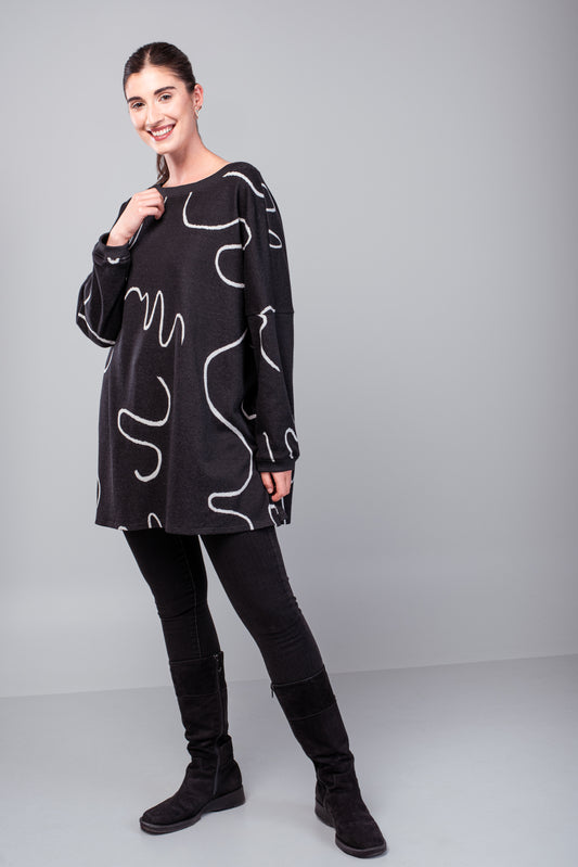 Robe/tunique "Nadine" en taille unique, motif abstrait