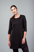 Robe Christine noire à manches trois-quarts