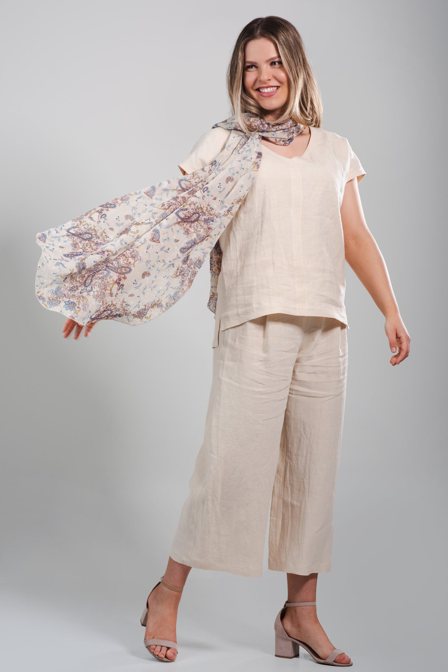 Pantalon trois-quarts en lin