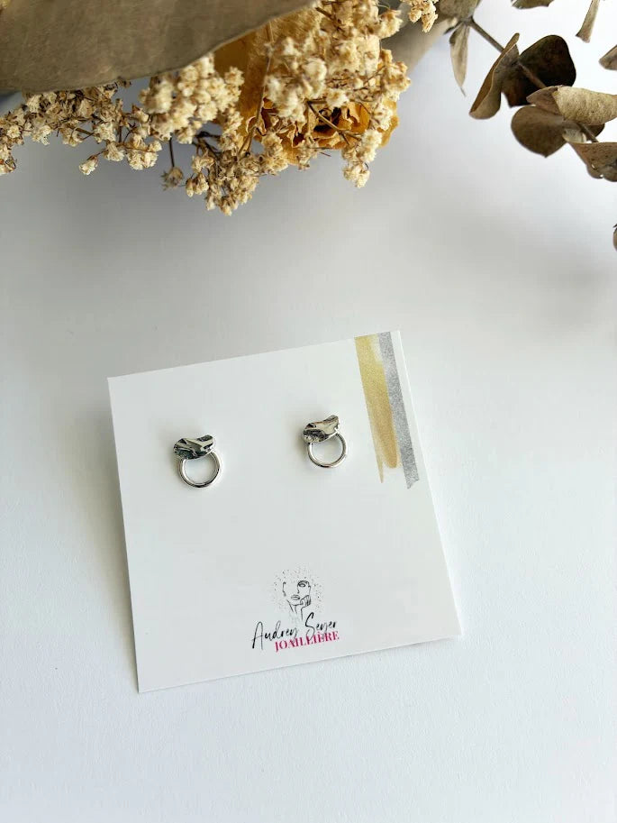 Boucles d’oreilles rondes avec texture fusion d’argent - Audrey Seyer