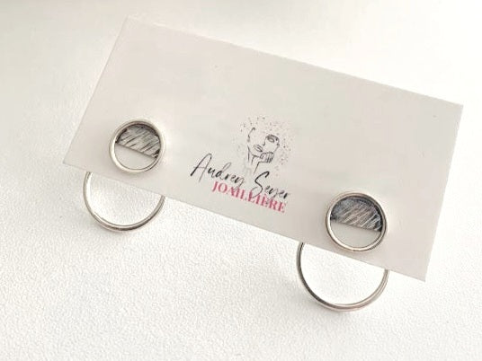 Boucles d'oreilles PE21-01 vestes d'oreilles rondes en argent. - Christine Mercier atelier-boutique