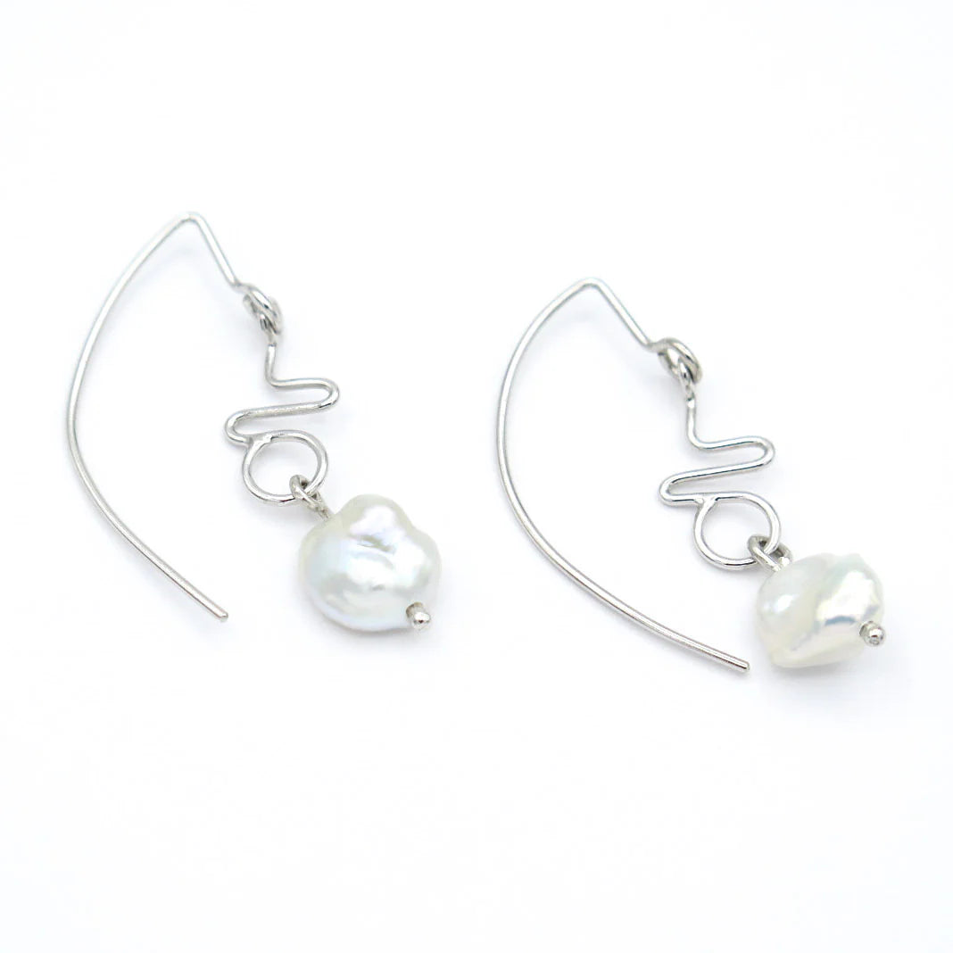 Boucles d’oreilles Terra en argent zigzag et perles Keshi, RP5