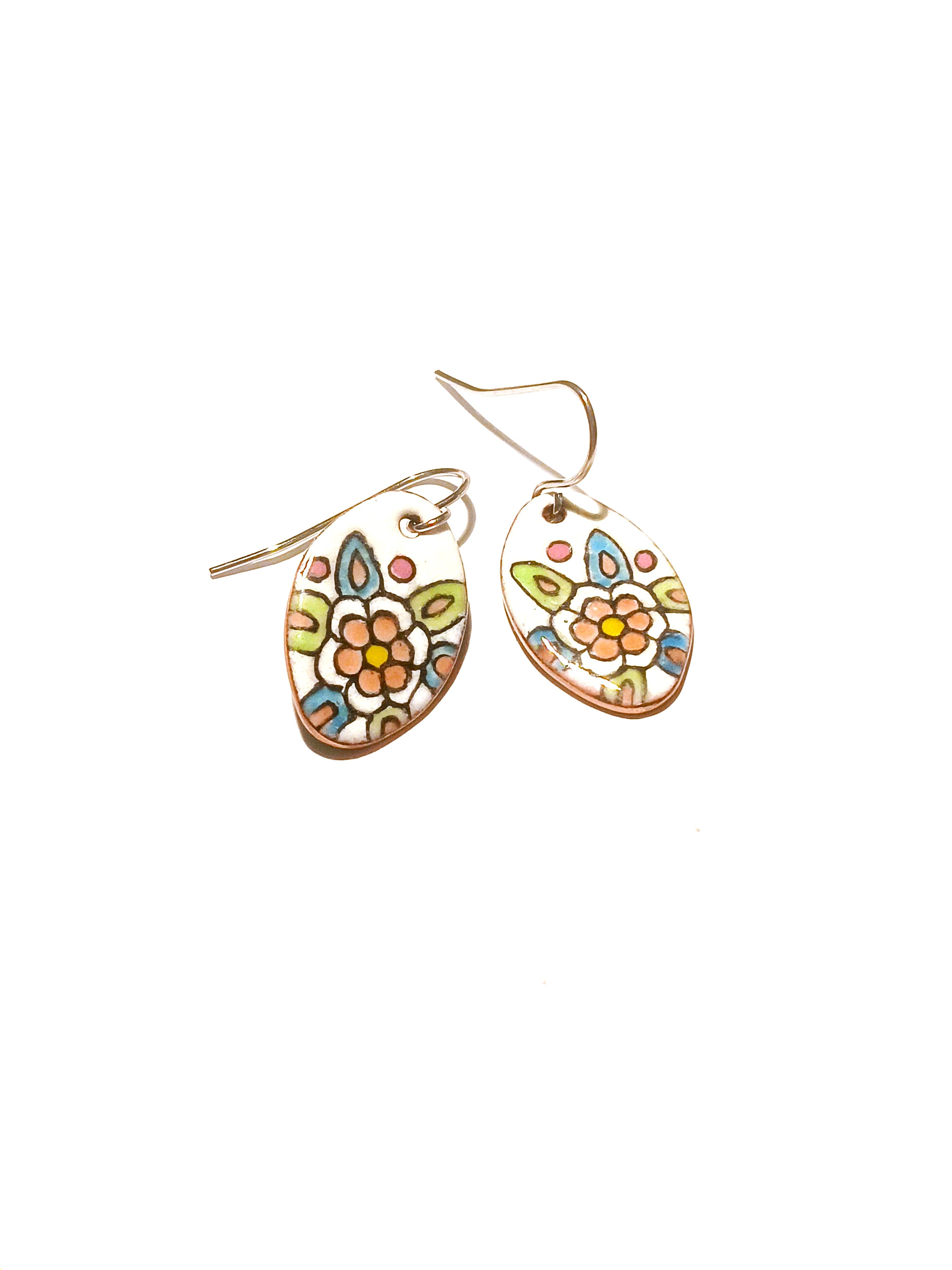 Boucles d’oreilles (ovale) en émail sur cuivre - Collection Bella