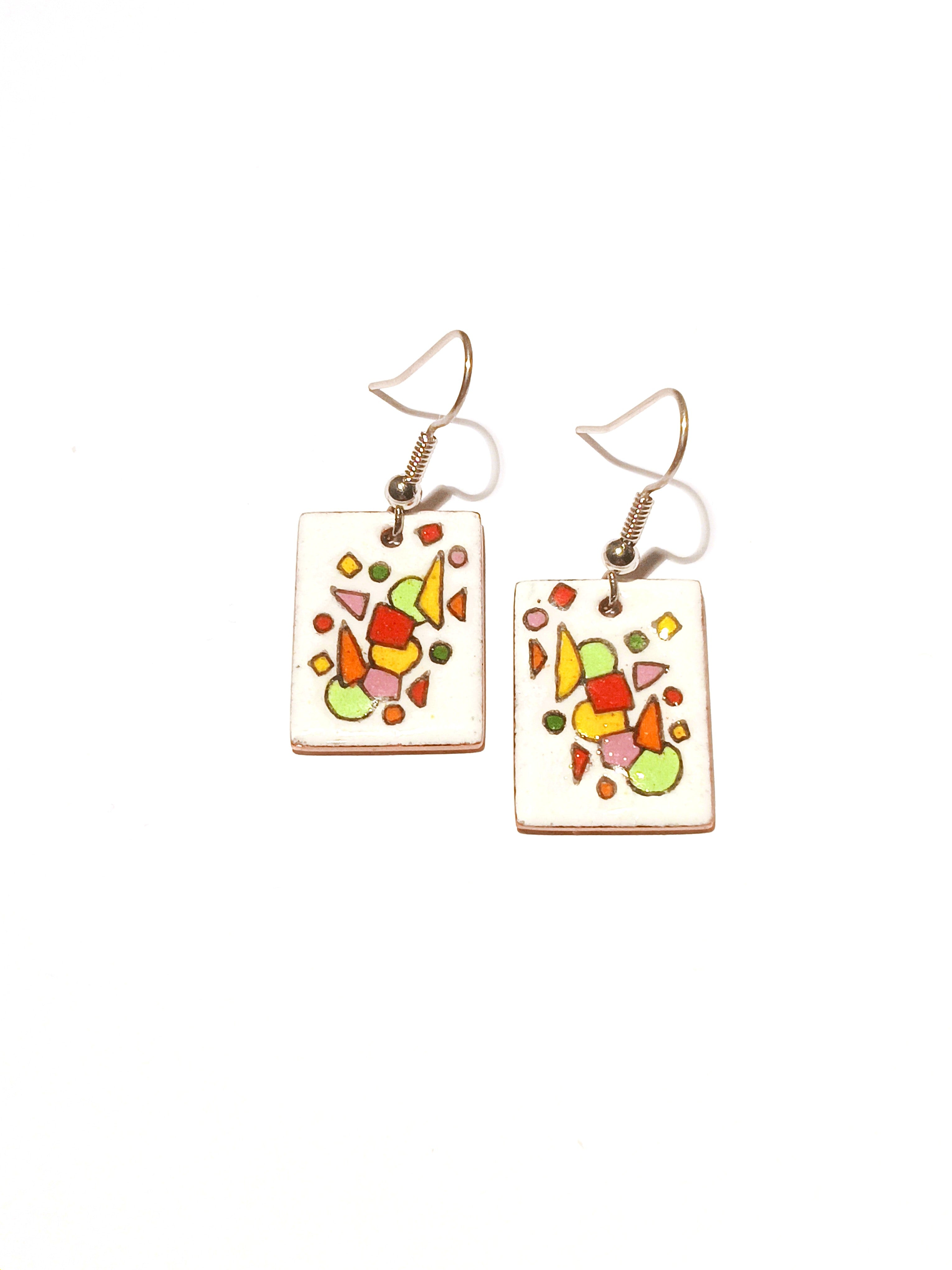 Boucles d’oreilles (rectangle) en émail sur cuivre - Collection Fiesta 2