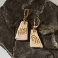 Triangular pyrite sandstone earrings B09