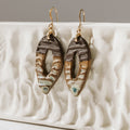 Black sandstone openwork oval earrings B18